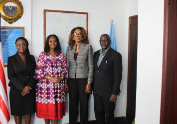 Cllr. Zoe, Comm, Davis and Dakina with UN Resident Coordinator, Christine Umutoni