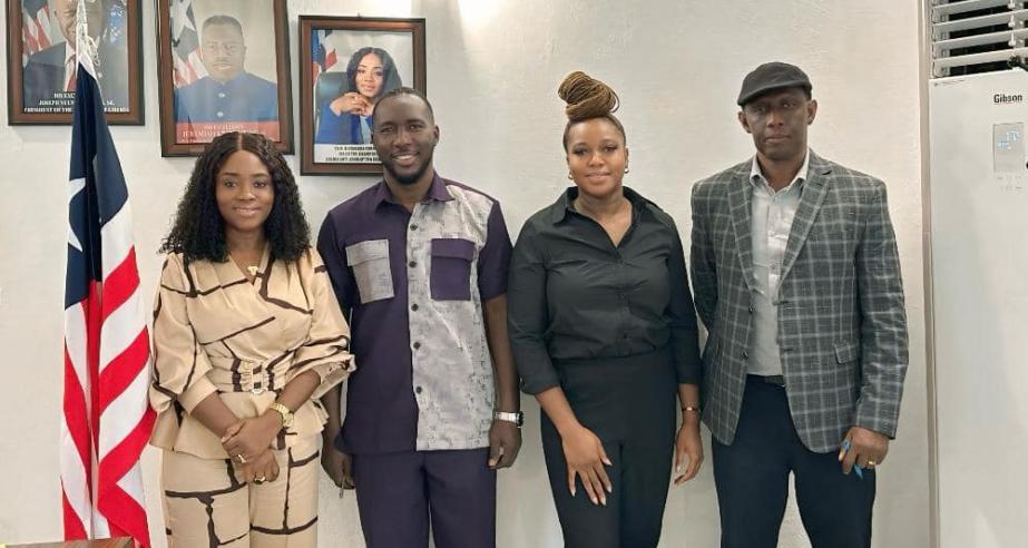 Cllr. Alexandra K. Zoe, Executive Chairperson of the Liberia Anti-Corruption Commission (first from left), met with Harold Aidoo (second from left), Executive Director of Integrity Watch Liberia.