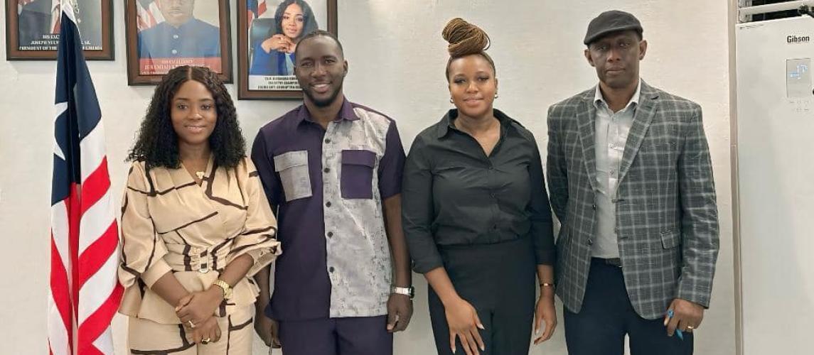 Cllr. Alexandra K. Zoe, Executive Chairperson of the Liberia Anti-Corruption Commission (first from left), met with Harold Aidoo (second from left), Executive Director of Integrity Watch Liberia.