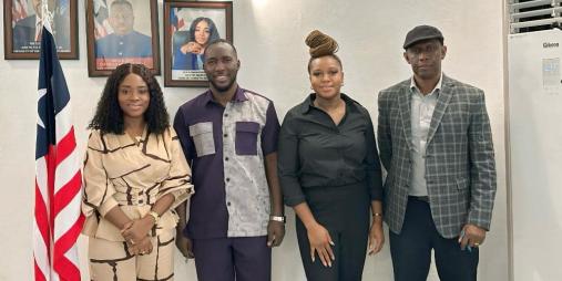 Cllr. Alexandra K. Zoe, Executive Chairperson of the Liberia Anti-Corruption Commission (first from left), met with Harold Aidoo (second from left), Executive Director of Integrity Watch Liberia.